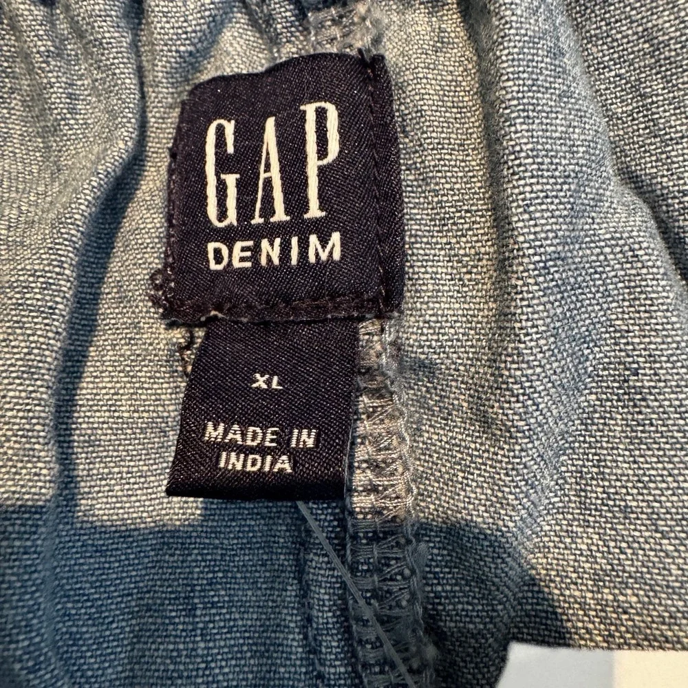 Gap Chambray Denim Maxi Dress Women's XL Indigo Western Boho Cowgirl Rodeo NEW - Picture 6 of 11